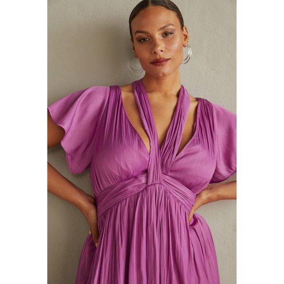 Anthropologie Deep V-Neck Vibrant Mini Dress - Picture 3 of 4